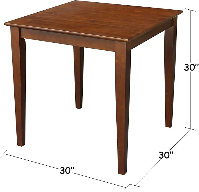 IC International Concepts International Concepts Shaker Leg Solid Wood Inch, Espresso Dining Table, 30 in x 30 - LeafyLoom