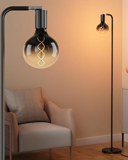 Modern Floor Lamps with Light Bulb, Industrial Floor Lamp for Living Room 5" Light Bulb 69" Tall Bright Warm White Standing Lamp, E26 Socket, On/Off Foot Switch for Office Bedroom - LeafyLoom