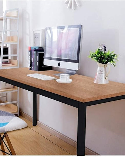 BIBOC 24X55 inches Computer Desk/Dining Table, Office Desk, Composite Wood Board Sturdy Writing Workstation for Home Office Walnut and Black Legs - LeafyLoom