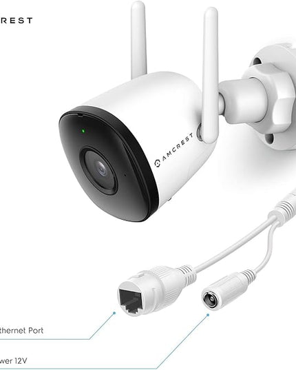 Amcrest SmartHome 4MP Outdoor WiFi Camera Bullet 4MP Outdoor Security Camera, 98ft Night Vision, Built-in Mic, 106° FOV, 2.8mm Lens, MicroSD Storage (Sold Separately), ASH43-W (White) Amcrest