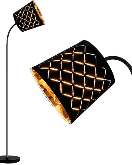 LED Floor Lamp, Standing Lamp for Living Room with Linen Lamp Shade,Adjustable Gooseneck Modern Reading Light,Floor Lamps for Bedroom,Office,Farmhouse,6W LED Bulb Included - LeafyLoom