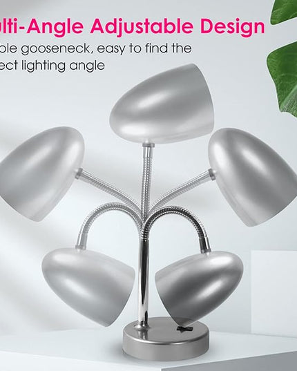 LED Desk Lamp, Flexible Gooseneck with Table lamp, 3.5W 240LM 4000K Cool White Study Lamps for Bedroom and Office, Eye Protection, ETL Listed Silver - LeafyLoom