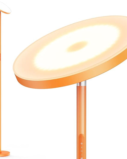 LED Floor Lamp, 30W/2500LM Super Bright Standing Light, Modern Torchiere Sky Lamp with 4 Color Temperatures, Remote & Touch Control, Corner Lighting for Living Room, Bedroom, Office, Orange - LeafyLoom