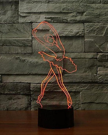 3D Ballet Girl Night Light 16 Color Change LED Powered Remote Control Touch Switch Table Desk Lamp Acrylic Flat ABS Base USB Charger Home Decoration Toy Birthday Xmas Kid Children Gift - LeafyLoom
