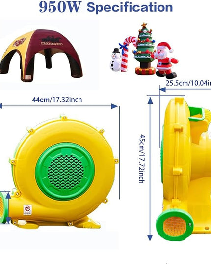 Air Blower 950 Watts with 4M Wire, 2600Pa Pump Fan Commercial Inflatable Bounce House Blower, Used for Inflatable Bouncy Castle and Jump Slides (950W,1.25HP) - LeafyLoom