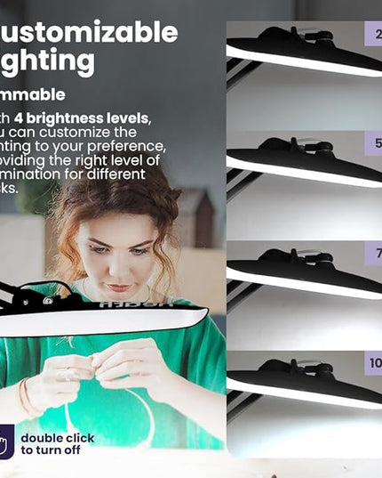 Neatfi XL 2,200 Lumens LED Task Lamp, 24W Super Bright Desk Lamp, 117 Pcs SMD LED, 4 Level Brightness, Dimmable, Task LED Light for Home, Office, Workbench (Non-CCT, Black) - LeafyLoom