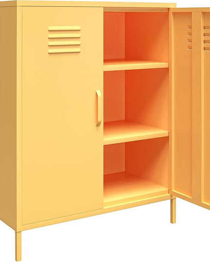 Novogratz Cache 2 Door Metal Locker Storage, Yellow Cabinet - LeafyLoom