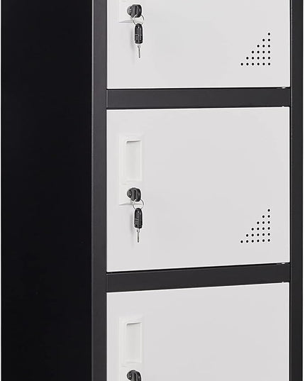 Metal Locker Storage Cabinet for School, Home, Office Employee Lock Box,Steel Organizer with 3 Doors & Keys,Steel Storage Cabinet - LeafyLoom