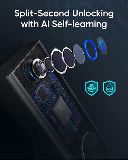 eufy Security Smart Lock S230, Keyless Fingerprint Lock for Front Door, Easy Installation, Built-in Wi-Fi, Reliable App for Remote Access, One-Year Battery Life, BHMA Certified, IP65 Weatherproof eufySecurity