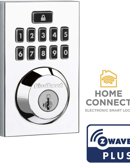 Kwikset 99140-021 914CNT ZW500 26 SMT CP Smart Lock, Contemporary Polished Chrome Kwikset