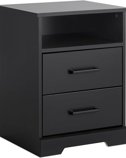 Prepac 2 Drawer Nightstand, 16.25in x 18.75in x 24.5in, Rustic Black - LeafyLoom