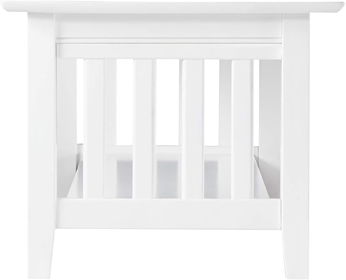 AFI Mission Wood Coffee Table, White (22" x 44") - LeafyLoom
