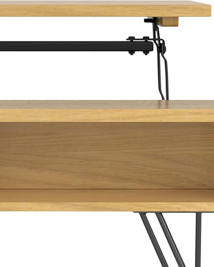 SIMPLIHOME Hunter Lift Top Coffee Table, 48 inch, Oak Veneer - LeafyLoom