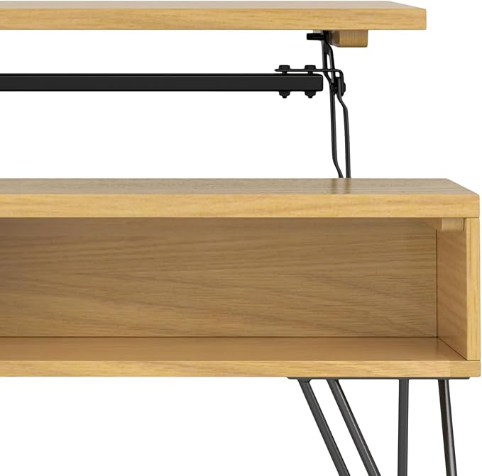 SIMPLIHOME Hunter Lift Top Coffee Table, 48 inch, Oak Veneer - LeafyLoom