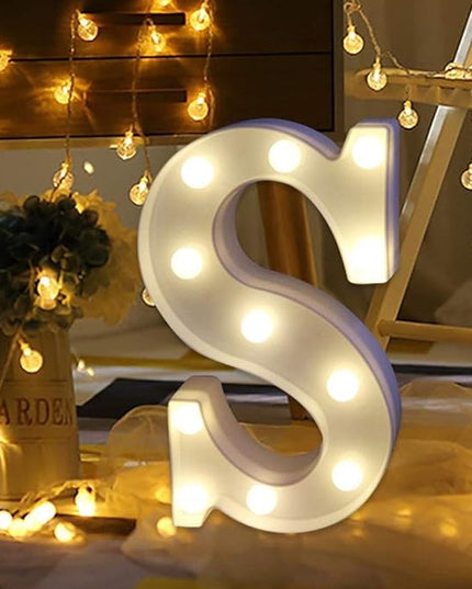 LED Marquee Letter Lights Sign S 26 Alphabet Light Up Letters Sign for Night Light Wedding Birthday Party Battery Powered Christmas Lamp Home Bar Decoration (S) - LeafyLoom