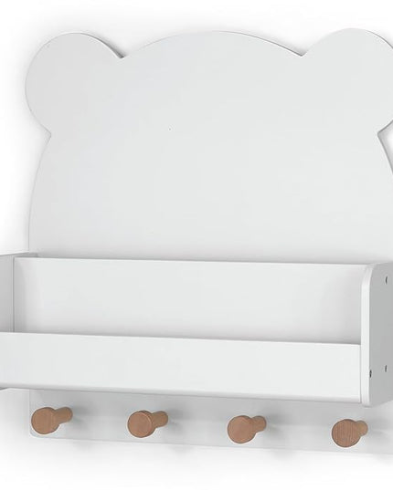 Delta Children babyGap Oxford 6-in-1 Convertible Crib + Brannan Bear Bookcase with Bins + Brannan Bear Wall Shelf with 4 Hooks, Bianca White/Natural (Bundle) - LeafyLoom