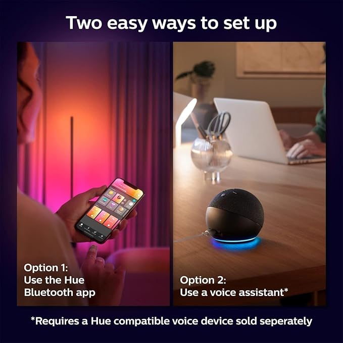 Philips Hue Signe Smart Table Lamp, White - White and Color Ambiance LED Color-Changing Light - 2 Pack - Control with Hue App - Compatible with Alexa, Google Assistant, and Apple Homekit PhilipsHue