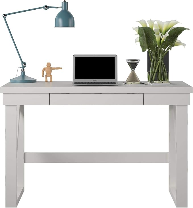 Ameriwood Home Crestwood, White Computer Desk, - LeafyLoom