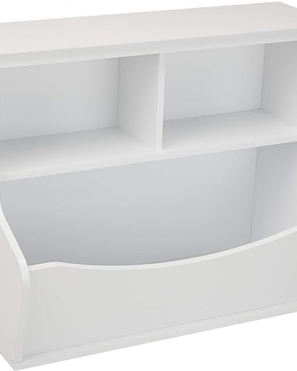 Amazon Basics Children's Multi-Functional 3 Shelf Bookcase and Toy Storage Bin, White, 14.84" D x 31.25" W x 24.56" H - LeafyLoom