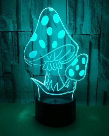 Magic Mushrooms 3D LED Table Lamp Psychedelic Mushrooms Night Light Optical Visual Illusion Home Decor Lighting - LeafyLoom