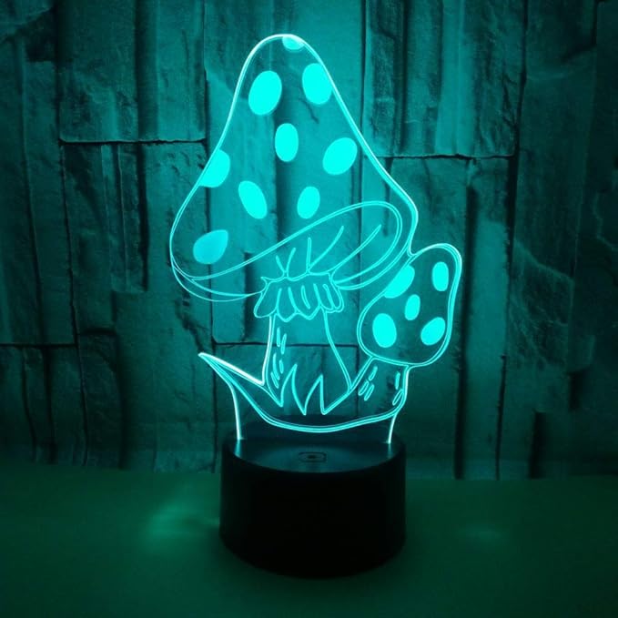 Magic Mushrooms 3D LED Table Lamp Psychedelic Mushrooms Night Light Optical Visual Illusion Home Decor Lighting - LeafyLoom