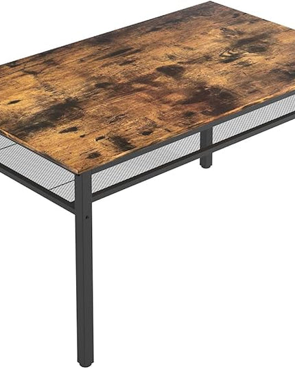 NicBex Kitchen Table Set Breakfast Nook Table Set 3 Pieces Farmhouse Kitchen Table Set with 2 Benches for Dining Room Farmhouse Office, Metal Frame and MDF Board, Brown - LeafyLoom