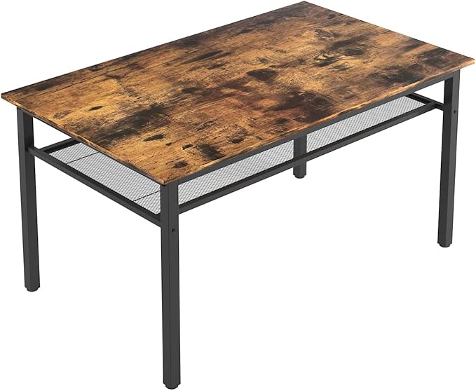 NicBex Kitchen Table Set Breakfast Nook Table Set 3 Pieces Farmhouse Kitchen Table Set with 2 Benches for Dining Room Farmhouse Office, Metal Frame and MDF Board, Brown - LeafyLoom