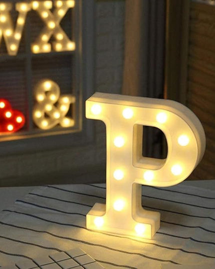 LED Marquee Letter Lights Sign P 26 Alphabet Light Up Letters Sign for Night Light Wedding Birthday Party Battery Powered Christmas Lamp Home Bar Decoration (P) - LeafyLoom
