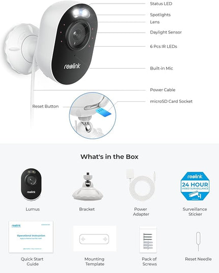 REOLINK Wireless Outdoor Security Camera Lumus 2K, Upgraded 4MP Spotlight Color Night Vision, 2.4/5GHz Dual-Band WiFi Plug in Camera, Smart Person/Vehicle/Animal Detection, Two-Way Talk, Local Storage REOLINK