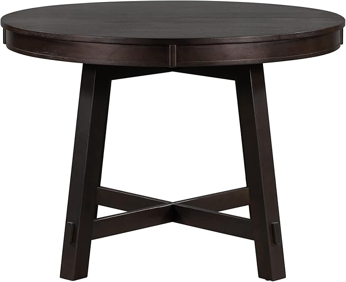 NicBex Dining Table Contemporary Kitchen Table Farmhouse Rustic Round Extendable Dining Table with 16" Leaf Wood Kitchen Table Round Dining Table, Espresso - LeafyLoom