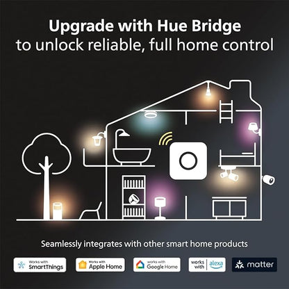 Philips Hue Smart Light Starter Kit - Includes (1) Bridge and (4) 75W A19 E26 LED Smart White and Color Ambiance Bulbs - Control with App - Compatible with Alexa, Google Assistant, and Apple HomeKit PhilipsHue