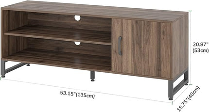 Novilla Media Console, TV Stand for TV's up to 58" Flat Screen Living Room Storage Cabinet Doors and Shelves Entertainment Center, 53 Inches, Walnut - LeafyLoom