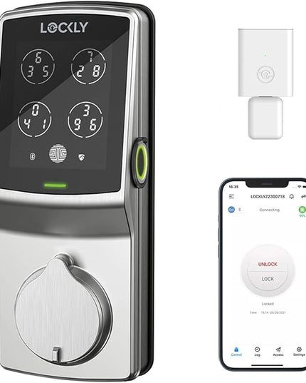 Lockly Secure Pro Wi-Fi Smart Door Lock, Keyless Entry with PIN Genie® Digital Keypad, 3D Biometric Fingerprint Sensor Front Door Lock Deadbolt, Voice Control & Auto Lock - Deadbolt Edition Lockly