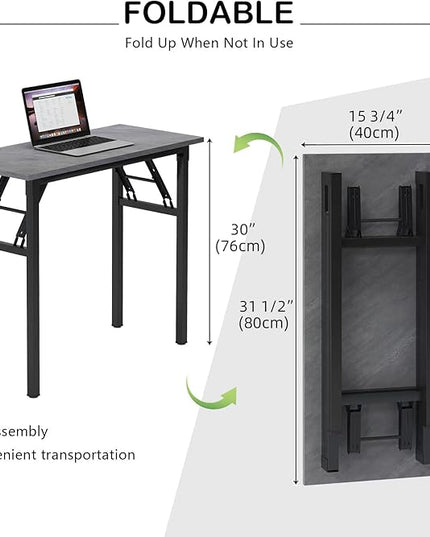 Need Small Desk 31 1/2" No Assembly Foldable Writing Table,Sturdy and Heavy Duty Folding Computer Desks for Small Space/Home Office/Dormitory AC5LB(80 * 40) - LeafyLoom