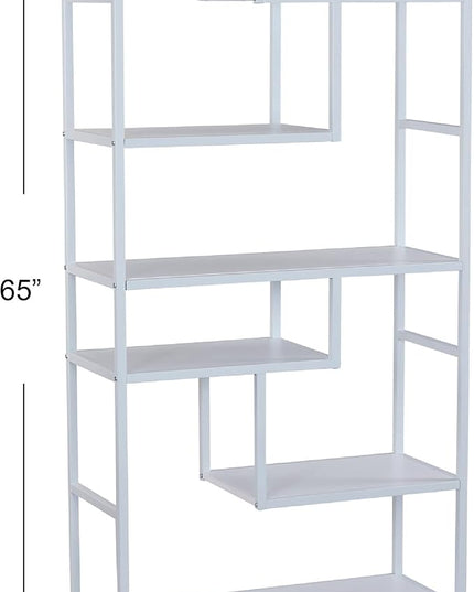 Household Essentials Geometric Tall Open Book Shelf | Mid Century Modern Shelves, Scandinavian White - LeafyLoom