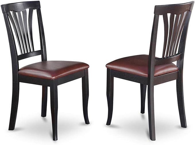 East West Furniture DLAV5-BCH-LC 5 Piece Dinette Set for 4 Includes a Round Dining Room Table with Dropleaf and 4 Faux Leather Kitchen Dining Chairs, 42x42 Inch, Black & Cherry - LeafyLoom