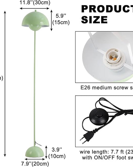 COSYLUX Modern Floor Lamp for Living Room, Industrial Tall Standing Lamp for Bedroom, Metal Shade Reflecting Light reading Floor Lamp for Office, Nursery Room, Corner(Pastel Green) - LeafyLoom