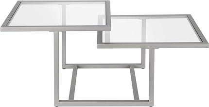 Henn&Hart 43" Wide Square Coffee Table in Nickel, Modern coffee tables for living room, studio apartment essentials - LeafyLoom