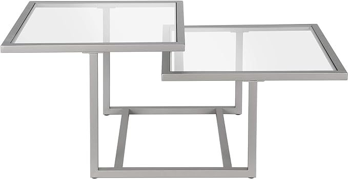 Henn&Hart 43" Wide Square Coffee Table in Nickel, Modern coffee tables for living room, studio apartment essentials - LeafyLoom