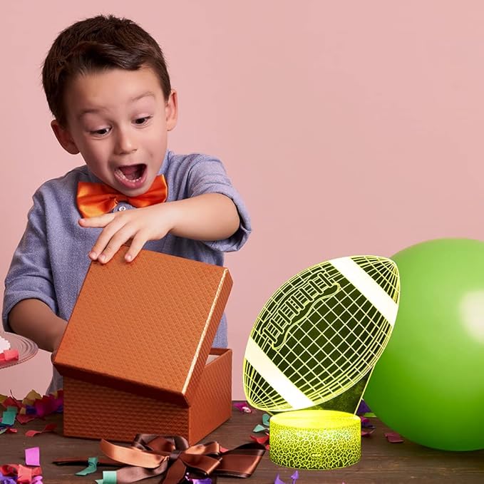 Football Night Light, 3D Illusion Lamp Football Lights for Kids Room, 16 Colors & Flashing Modes with Remote Control Opreated Dimmable Christmas Birthday Gifts for Boys Girls Kids Children Teen - LeafyLoom