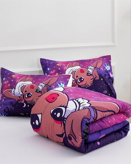 NTBED African American Black Girl Comforter Set Galaxy Afro Girl Microfiber Bedding Sets Twin Size - LeafyLoom