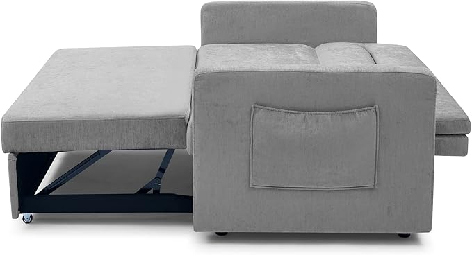 3 in 1 Sleeper Sofa Bed,Contemporary Minimalist Style 2 Seater Loveseat Convertible Sofa&Couch with Pull Out Sofabed and Side Storage Pockets for Home,Office,Apartment,RV Living Room Furniture - LeafyLoom