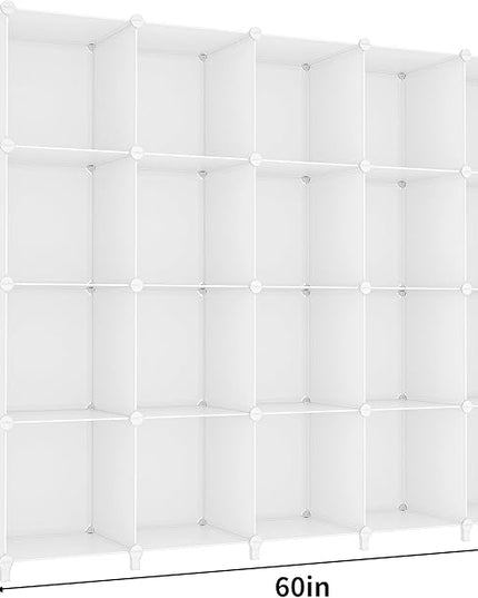HOMIDEC 20-Cube Storage Shelf, Storage Bookcase Bookshelf with Metal Hammer, Storage Cubes Organizer Cabinet for Kids, Closet, Bedroom, Bathroom, (11.8x11.8x11.8 inch) - LeafyLoom