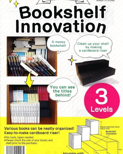 Bookshelf Innovation Made in Japan, Manga organizing kit (3Levels, Black) - LeafyLoom