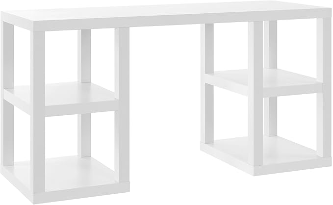 Ameriwood Home Parsons Deluxe Desk, White - LeafyLoom