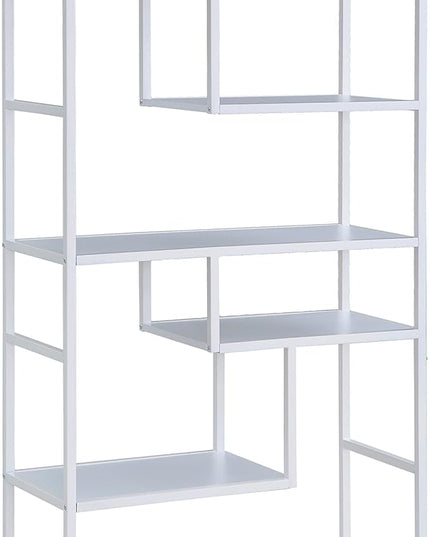 Household Essentials Geometric Tall Open Book Shelf | Mid Century Modern Shelves, Scandinavian White - LeafyLoom