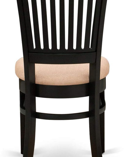 East West Furniture ANVA3-BLK-C 3 Piece Modern Dining Table Set Contains a Round Kitchen Table with Pedestal and 2 Linen Fabric Dining Room Chairs, 36x36 Inch, Black - LeafyLoom