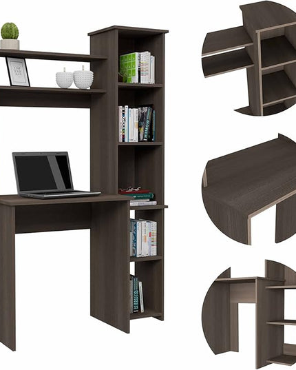 NicBex Laik-DW-00077-DX Desks, 38.7" W x 17.8" D x 63.9" H, Brown - LeafyLoom