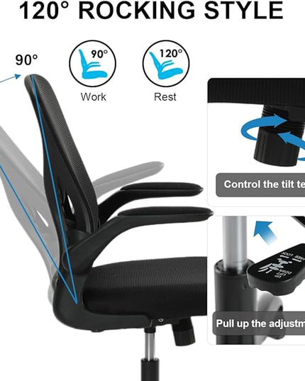 Sytas Home Office Chair Ergonomic, Mesh Desk Chair Lumbar Support, Ergonomic Computer Chair Adjustable Armrest - LeafyLoom