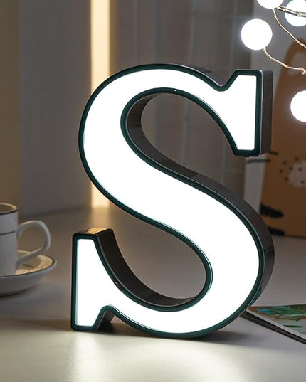LED Marquee Letter Lights-DIY Marquee Lights up Letter Signs, Dual DC Interface Upgrade Multi-Letter Connection, 26 Alphabet Signs for Wedding, Birthday, Party， Bar Decoration (S) - LeafyLoom